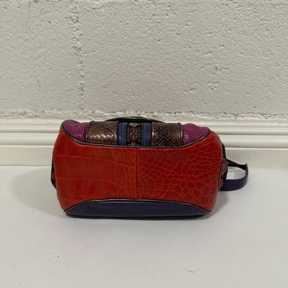 Vintage Sharif Rainbow Snakeskin Leather Patchwork Crossbody Bag - Picture 5 of 7